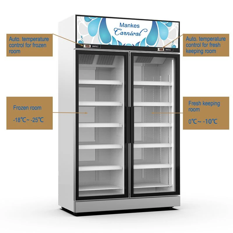 Air Cooling Double Temperature Showcase Freezer